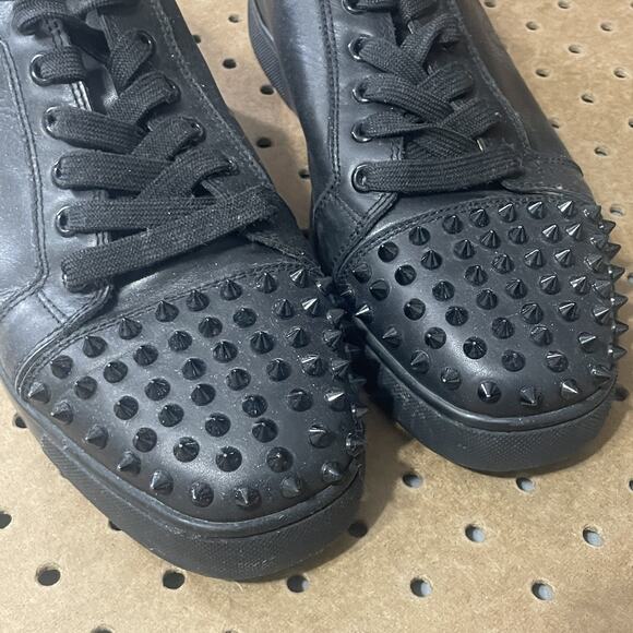 Christian Louboutin Shoes Mens Size 10 Black Red Bottoms Louis Junior Spikes main image 6